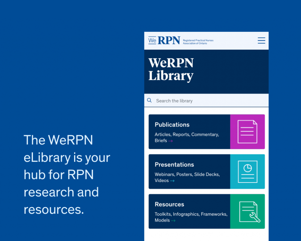 Screenshot of WeRPN library with the text 'The WeRPN  eLibrary is your hub for RPN research and resources."